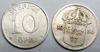 Strieborná minca 10 Öre Švédsko 1930 VF, Gustaf V. - Kliknutím na obrázok zatvorte -